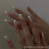 24Pcs Nude White French Fake Nail Short Square Nail Tips Fashion Wearable False Nails with Glue Simple Full Cover Press on Nails