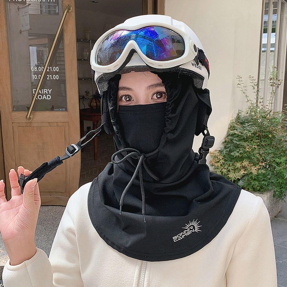 

Товста зимова шапка захист вух головний убір для їзди міцна тепла маска для шиї чорний