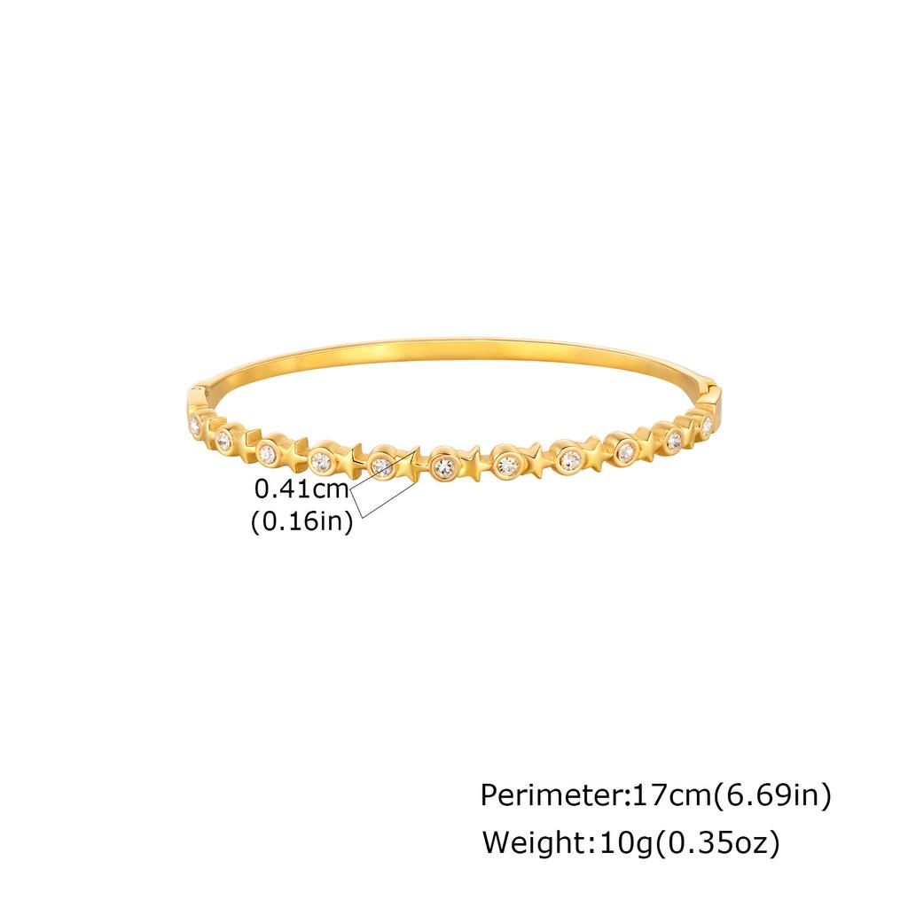 Vnox Luxury Zircon Can Open Bangles, Stainless Steel Pretty Heat Bracelet For Women, Statement Jewelry Party Gifts