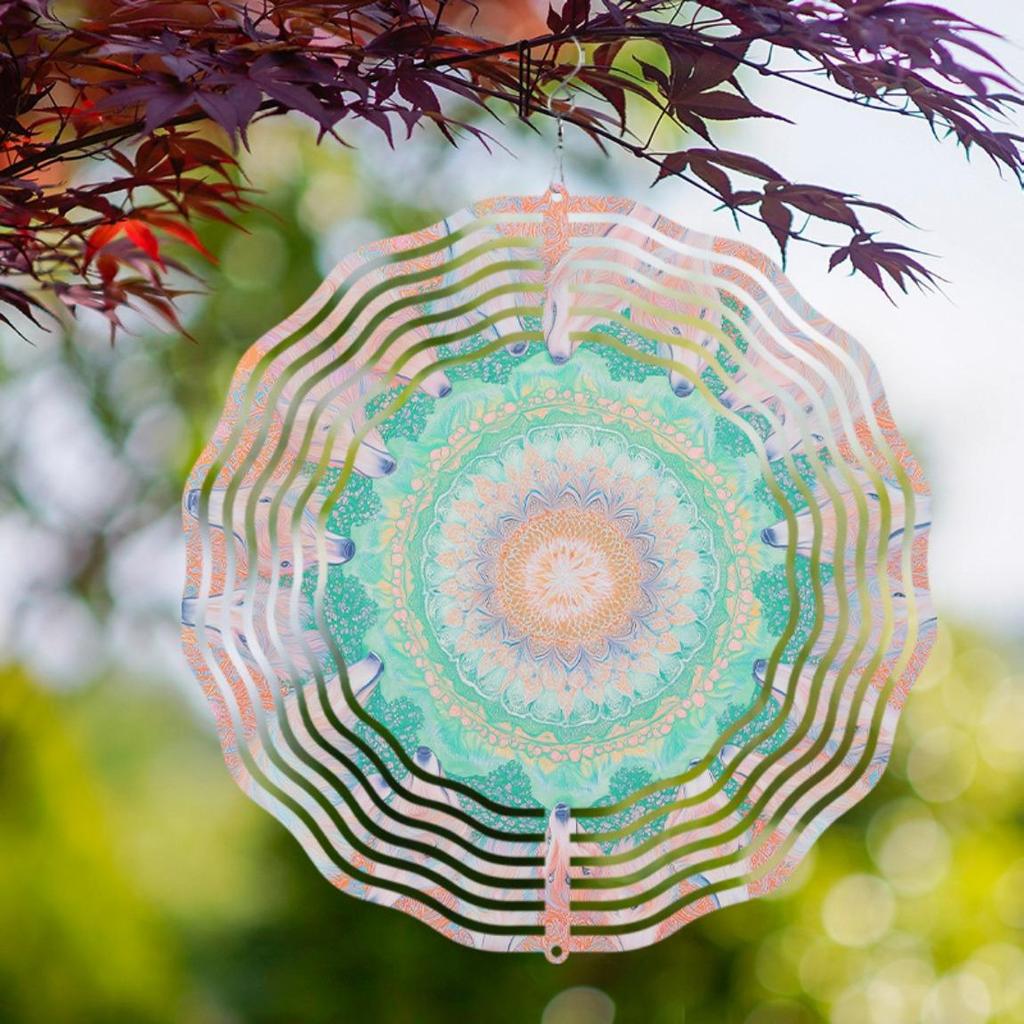 Vibrant Mandala Wind Chime 10 Inch Colorful Metal Garden Decor for All Seasons Durable Outdoor Hanging Wind Chimes Perfect Gift for Friends and Family