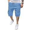 Calções Cargo Masculinos Cintura com Cordão Abaixo do Joelho Multi-Bolsos Calções de Verão para Rua Praia Férias Treino