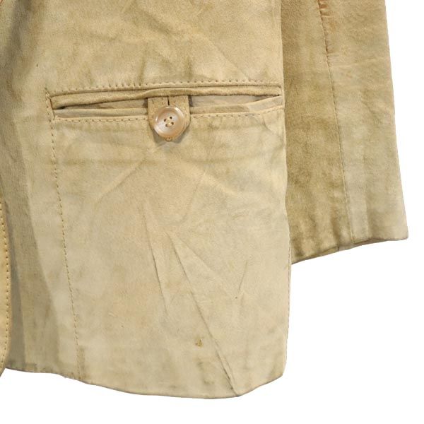 Vintage 60s 70s Long Sleeve Leather Tailored Jacket Beige Women Used