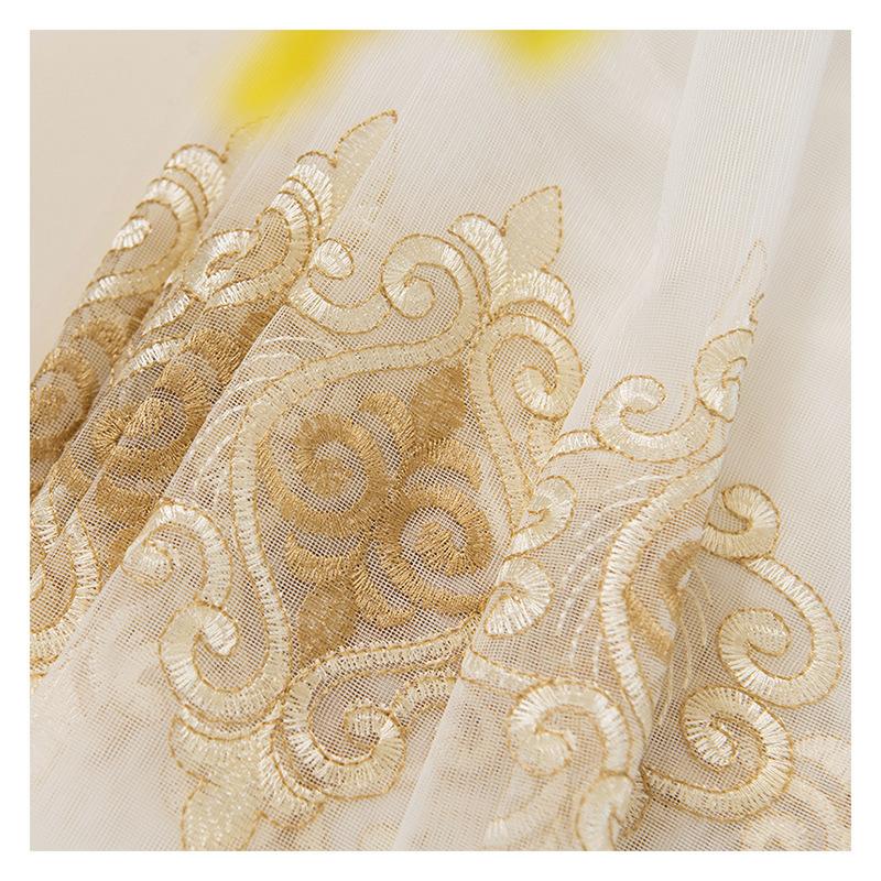 Fresh European Embroidery Curtain Embroidery Window Screen Bedroom Semi-Blackout Partition Yarn White Yarn Curtain Yarn
