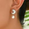 Simple and Fresh Korean Version of Sweet Wind Women's Stud Earrings, High Sense, Crescent Moon Inlaid Pearl Design, Earrings, Fashionable