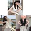 Wool Crop Top For Women Summer Blouse With Polo Neck And Wavy Knit Style