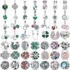 925 Silver Four Leaf Clover Charm Beads for DIY Bracelet Birthday Jewelry Gift