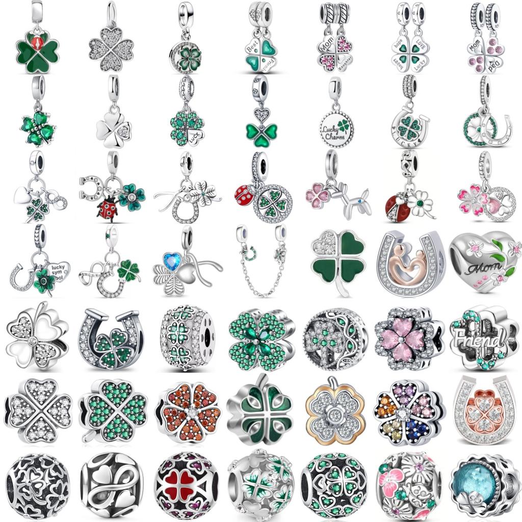 Fashion Copper Lucky Four Leaf Clover Series Charms Beadsad Aptation Fit Original Diy Bracelet Birthday Jewelry