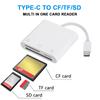 3 In 1 Type-C To SD/TF/CF Memory Card Reader SD Card Adapter Driver Free CF SD TF Compact Camera Card Reader for iPad iPhone 16
