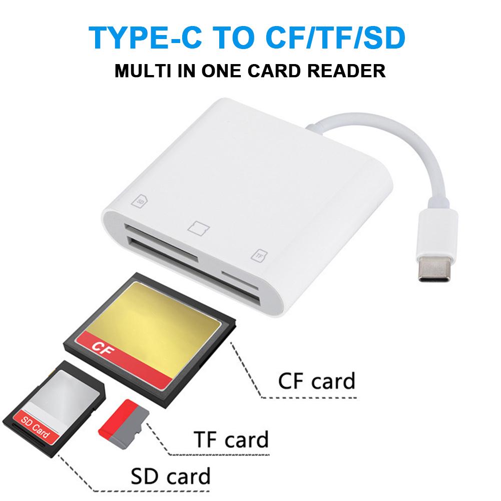 3 in 1 Type-C To SD/TF/CF Memory Card Reader SD Card Adapter Driver Free CF SD TF Compact Camera Card Reader for iPad iPhone 16