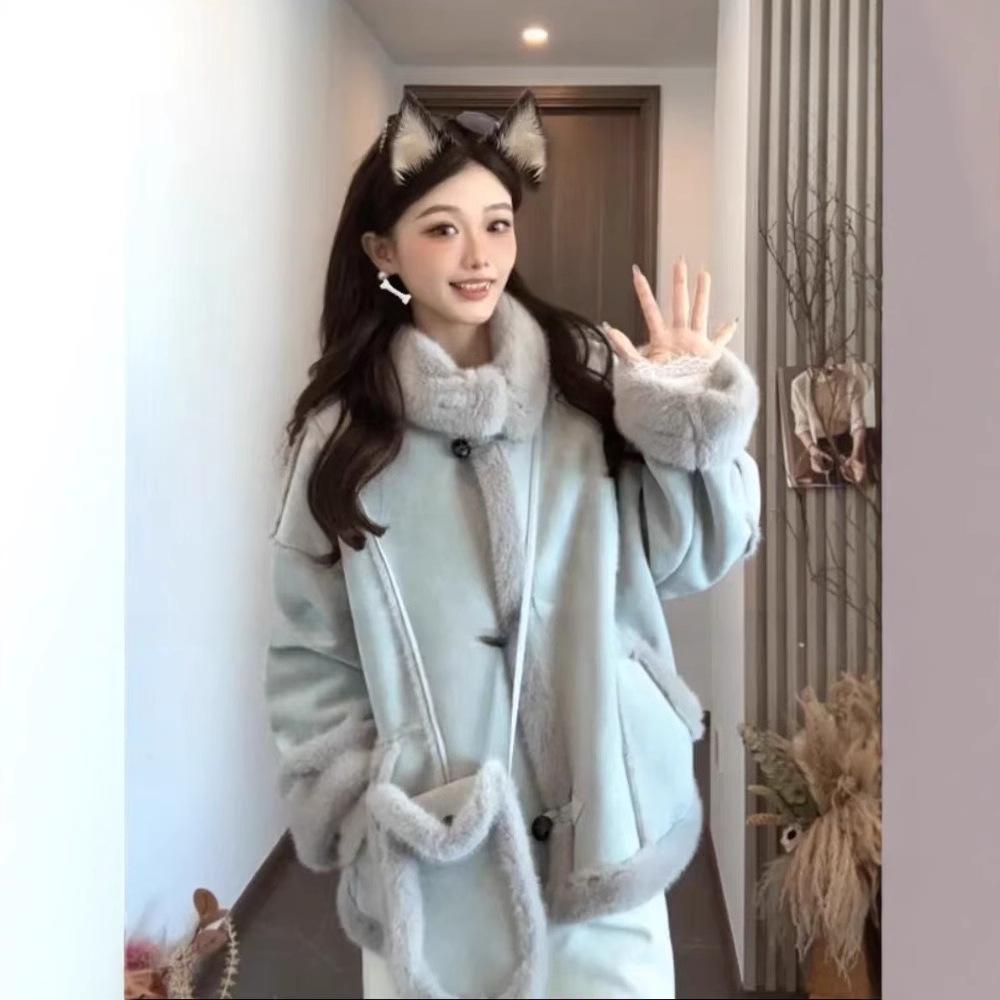 

Women s 2024 Winter Versatile Fur-Trimmed Coat with Thick Stand-Up Collar Extra Large