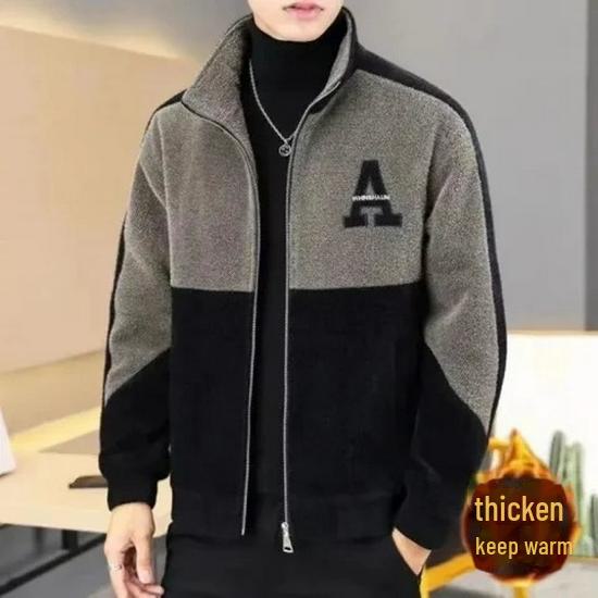 

«Мужская модная куртка Colorblock 2023 года — воротник-стойка, повседневная, теплая, большой размер, весна/осень» 2XL [135-150 lbs]