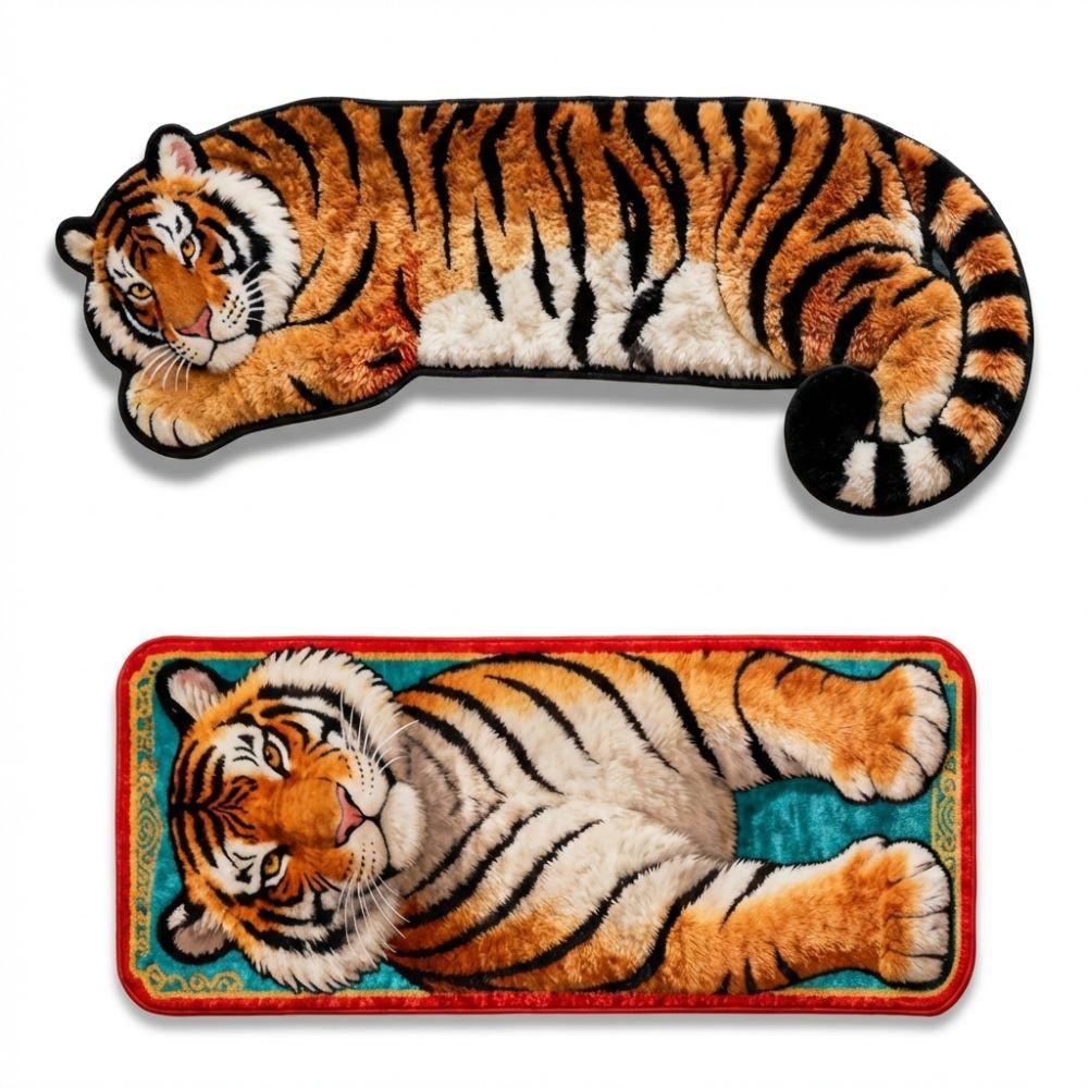 2D Flat Tiger Bedroom Carpet Water-absorbing Bedside Rug Creativity Doormat  Home Decor
