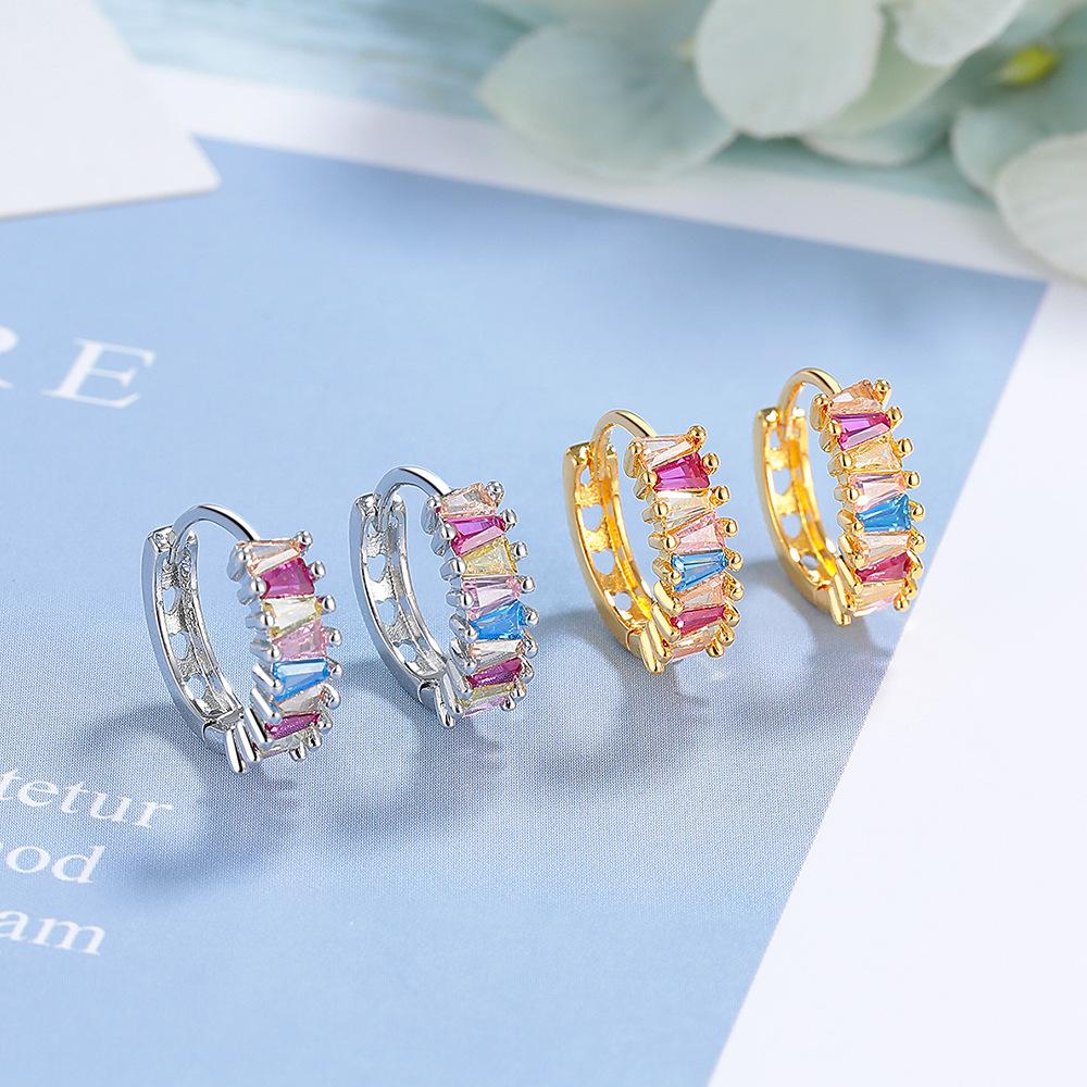 Colored Zircon French Hollow Earrings