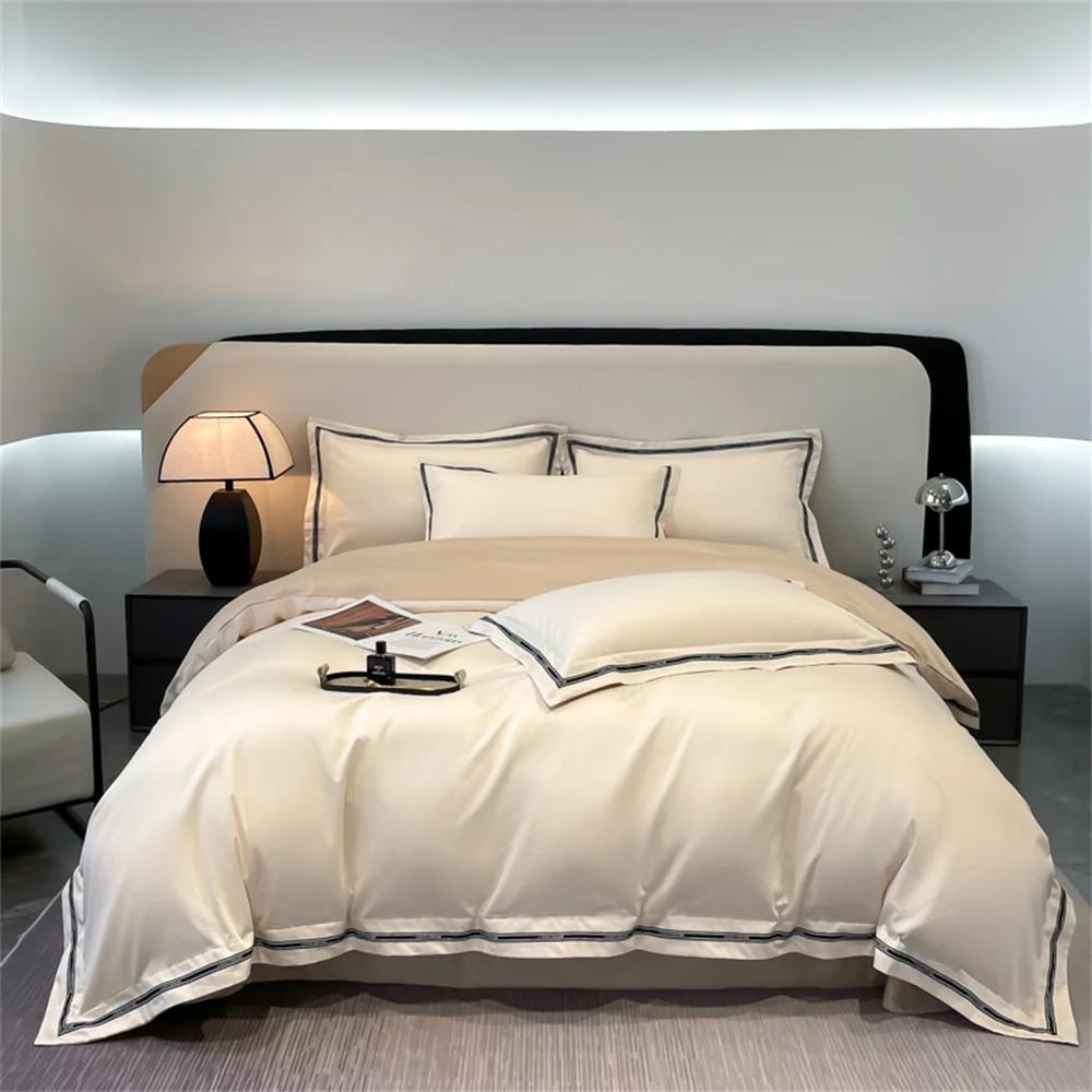 Svetanya Egyptian Cotton Fitted Sheets Pillowcase Duvet Cover Bedding Sets Queen King Size Bed Linens Solid Color