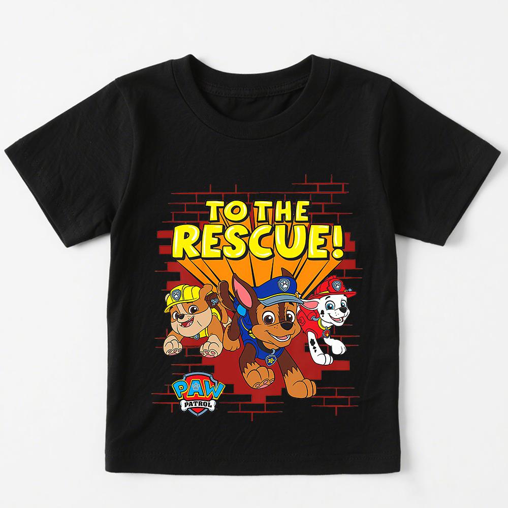 Kids Cotton T Shirt PAW Patrol To The Rescue Cartoon Print Casual Short Sleeve Tee Boys Girls Summer Tops Children Clothing