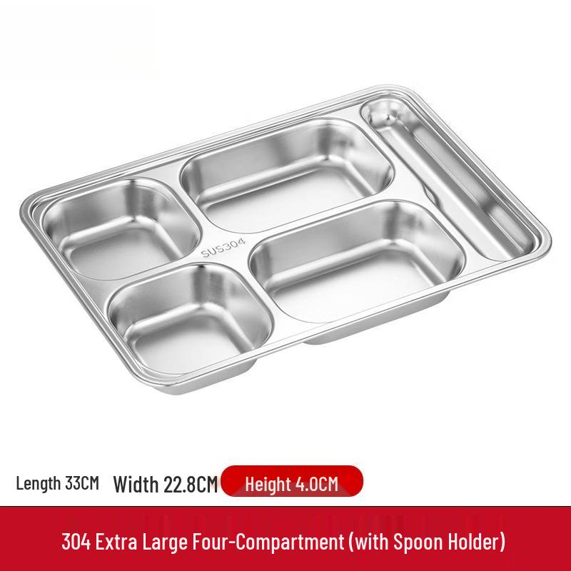 Yuzhuxun Extra Large Deep 304 Stainless Steel Divided Meal Tray with Lid