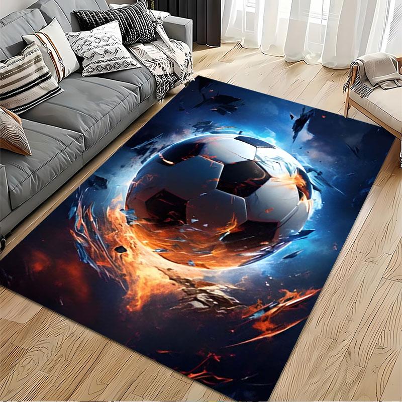 Fiery Soccer Ball Design Suitable As a Non-slip Mat for the Living Room or Bedroom Sofa