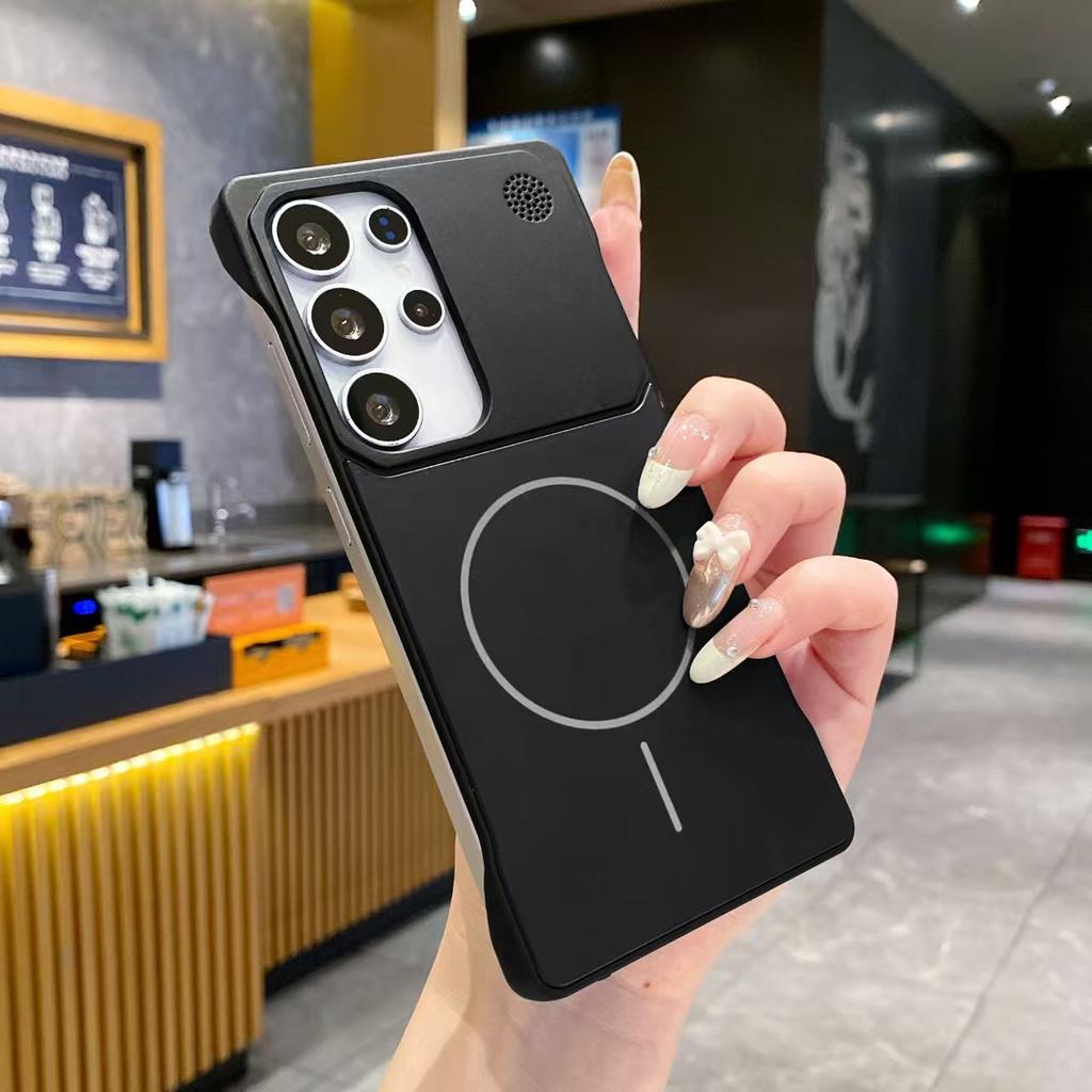 Suitable for Samsung S25 Ultra Thin Ring Magnetic Suction Phone Case S24plus Frameless AG Matte S25 Business Aromatherapy