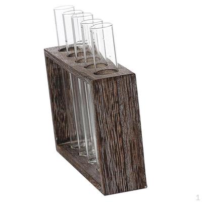 Blumenzwiebelvase mit Vintage-Holzständer für Hydrokulturpflanzen, Tisch-Glaspflanzgefäß