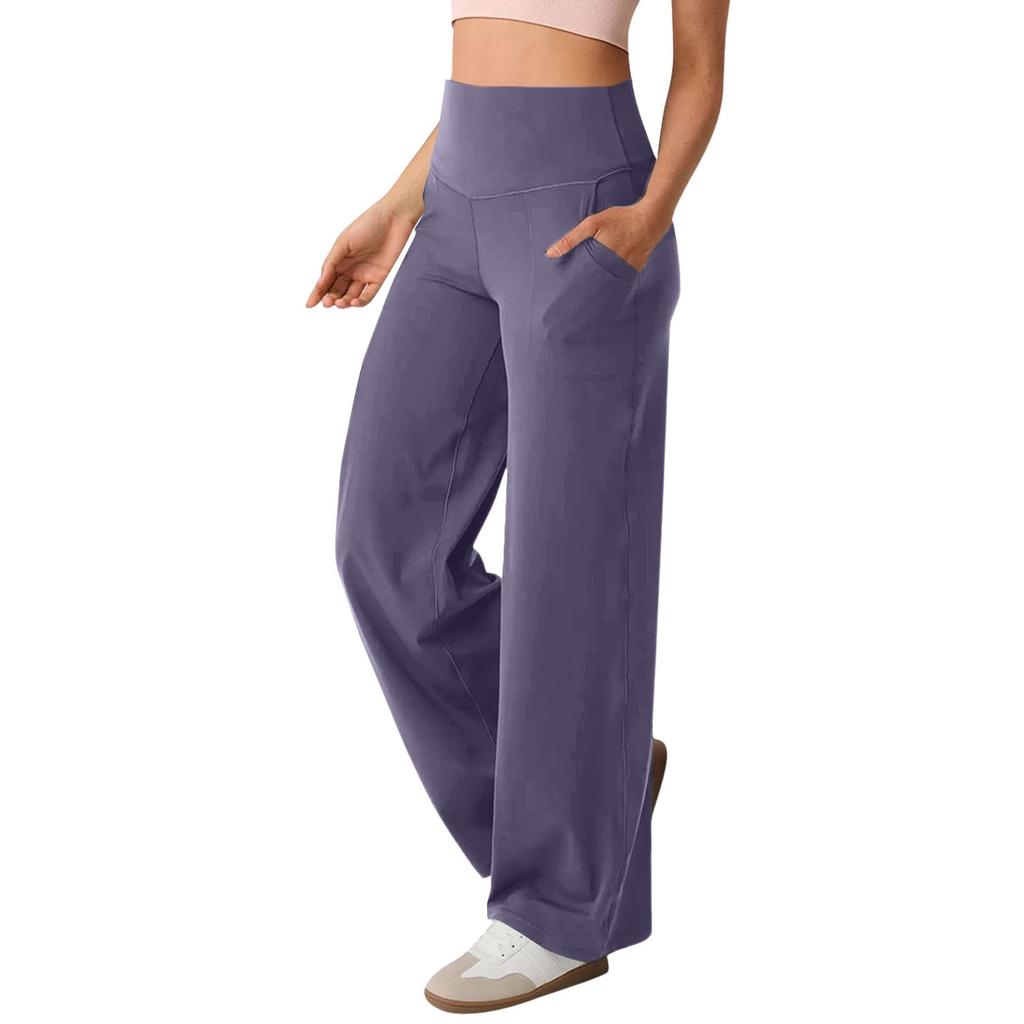 Moda feminina casual cor sólida estampa calças de cintura alta calças e capris