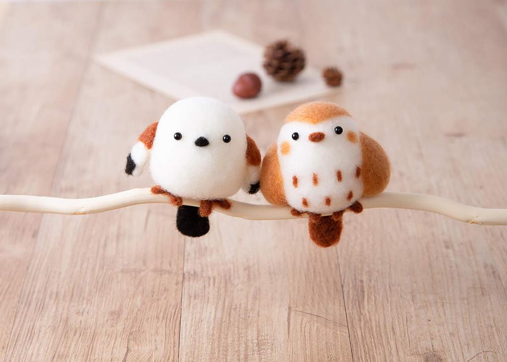 Hamanaka Wool Felt Marukoro Aclaine Marukoro Tit and Puffy Brown Kit, Series, Long-tailed Sparrow, H441-529,