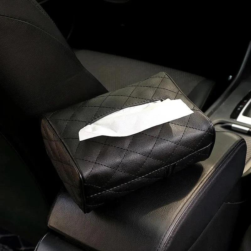 Car Sunshade Plate Tissue Box Universal Auto Interior Soft Leather Car Tissue Box Car Hanging Buckle Container Paper Bag Tools