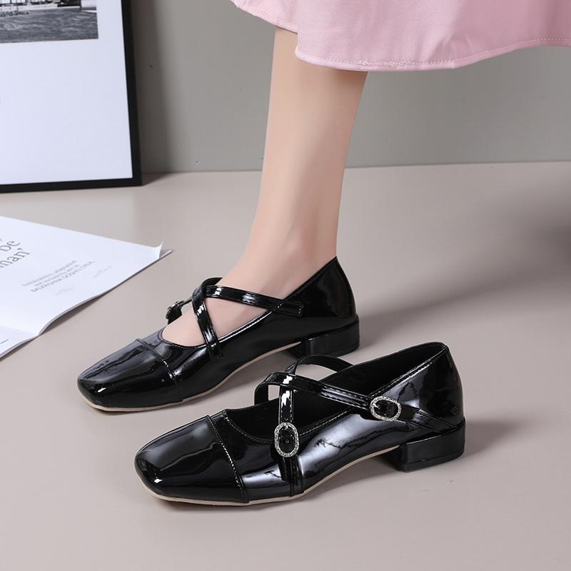 Damskie buty Mary Jane z kwadratowym noskiem Modne i eleganckie Jednokolorowe Klamra Projektant Wysokie obcasy Modne damskie sandały na imprezę