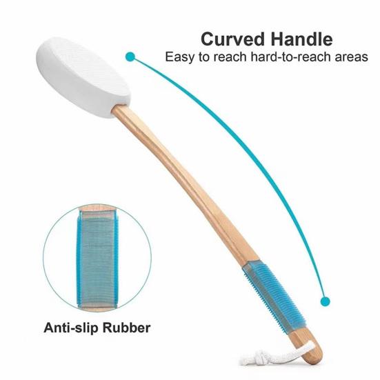 Back Lotion Applicator with Replaceable Cotton Pads Even Coverage Sunscreen Cream Applicator with Curved Handle Back Feet Cleaning Bath Scrubber
