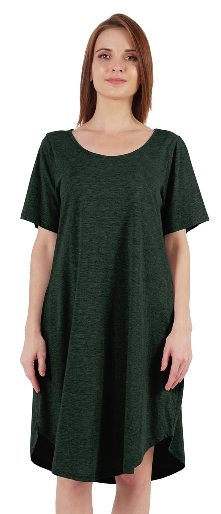 Inkmeso Noční košile pro ženy s krátkým rukávem W Noční košile s kulatým výstřihem Jersey tunika