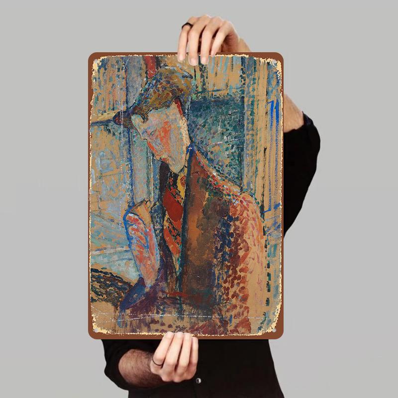 

Vintage Abstract Figure Metal Wall Art ModernHome Decor Living RoomDecorative Iron Painting 7.9x11.8In(20x30cm)