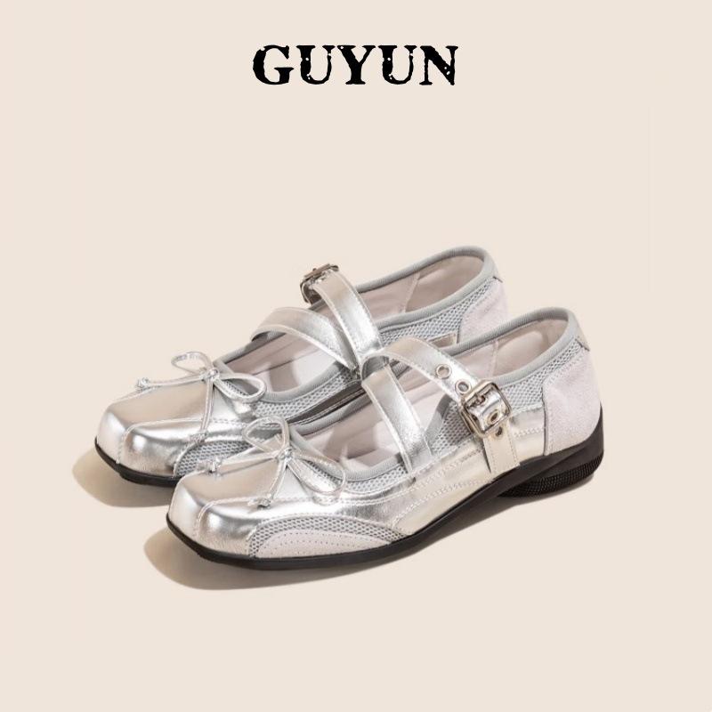 

Серебристые Одинарные Туфли Женские Винтажные Мэри Джейн Универсальные Мягкая Кожа Бант Балетки Детские 40 серебряный