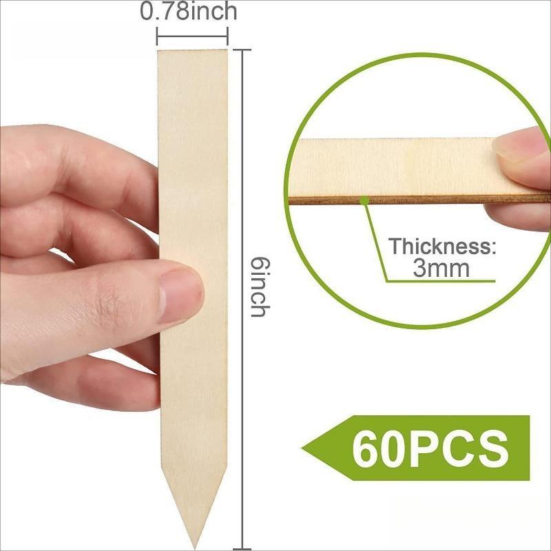

60PCS Wooden Gardening Signage Flower Sign Blank Can Handwrite DIY Multi Specification Shape Label Insert Name Plate