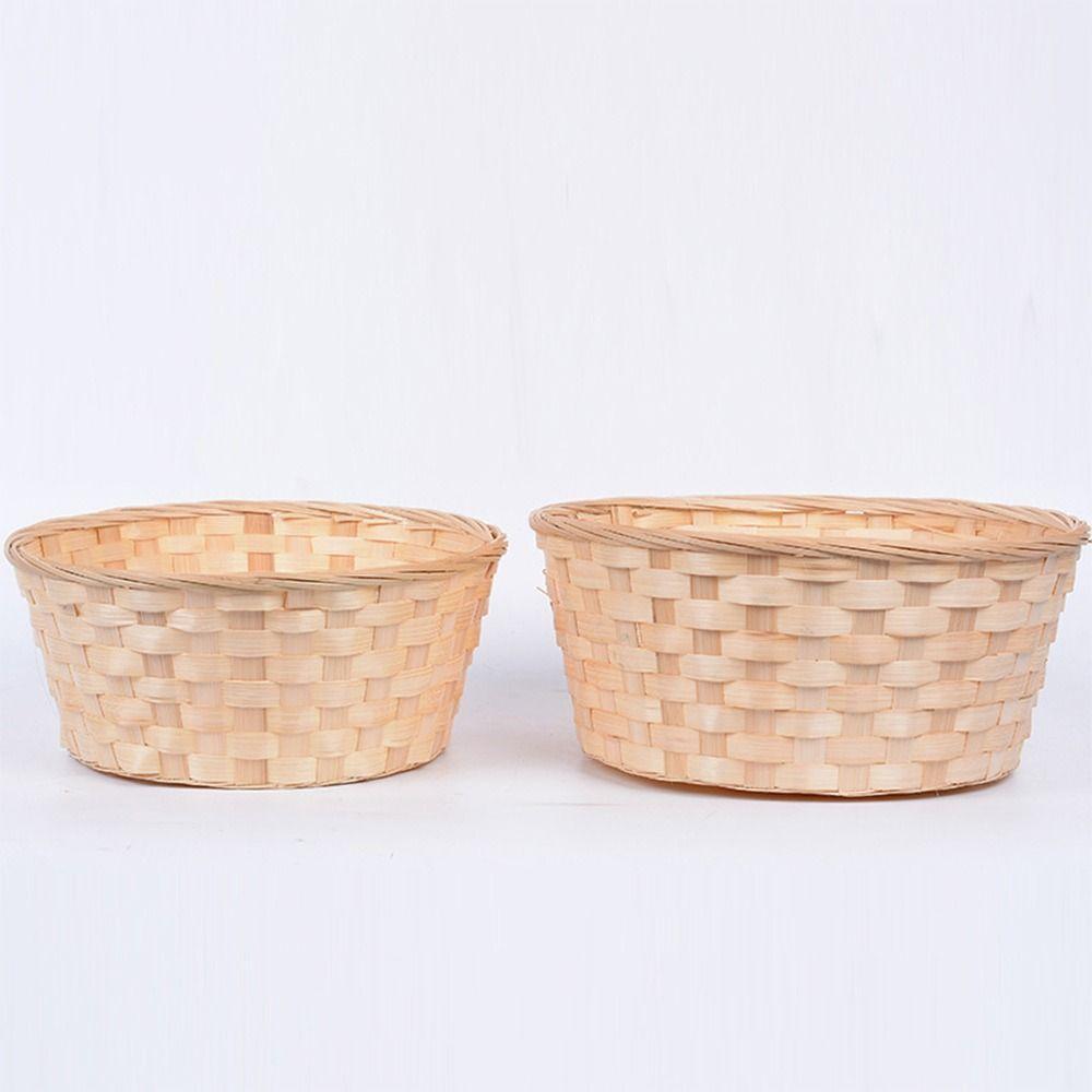 Bamboo Strips Storage Basket Multifunction Flower Basket  For Fruit Bread Sundries