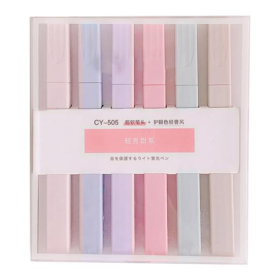 Cap înclinat unic Scriere lină Scrieți fluent Evidențiator în 6 culori Pix fluorescent Graffiti Marcator fluorescent pentru utilizare zilnică