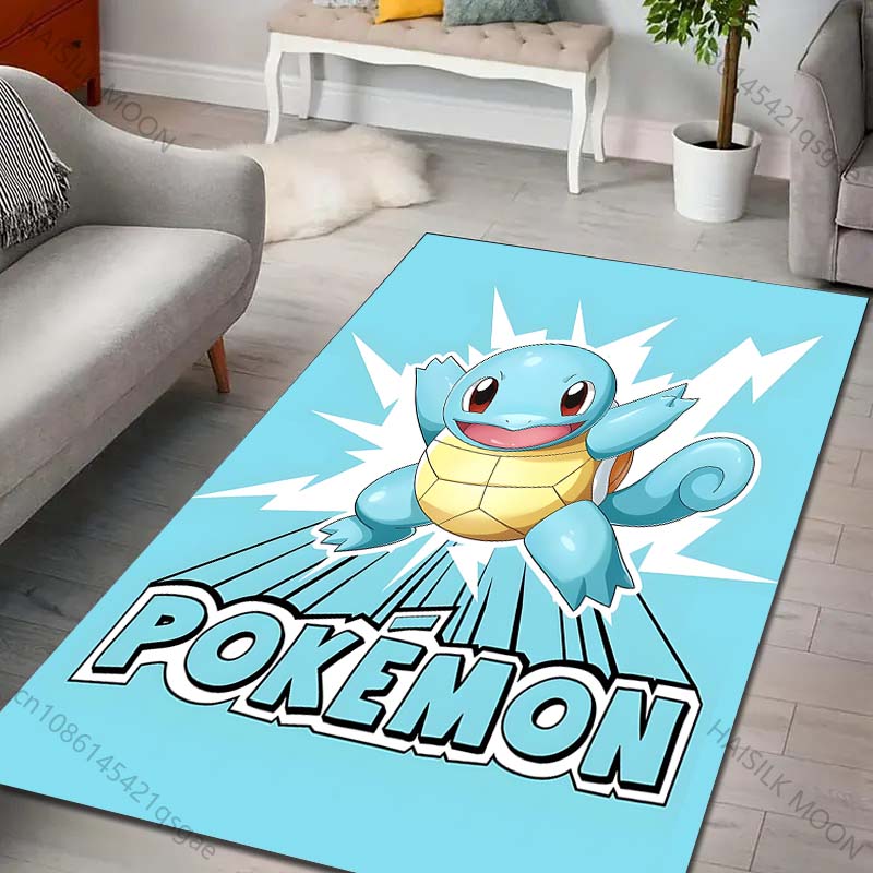 1PC Japanese Anime Pokémon Squirtle Print Rug Carpet for Living Room Children Bedroom Mat Sofa Doormat Home Decor Anti-Slip Mat