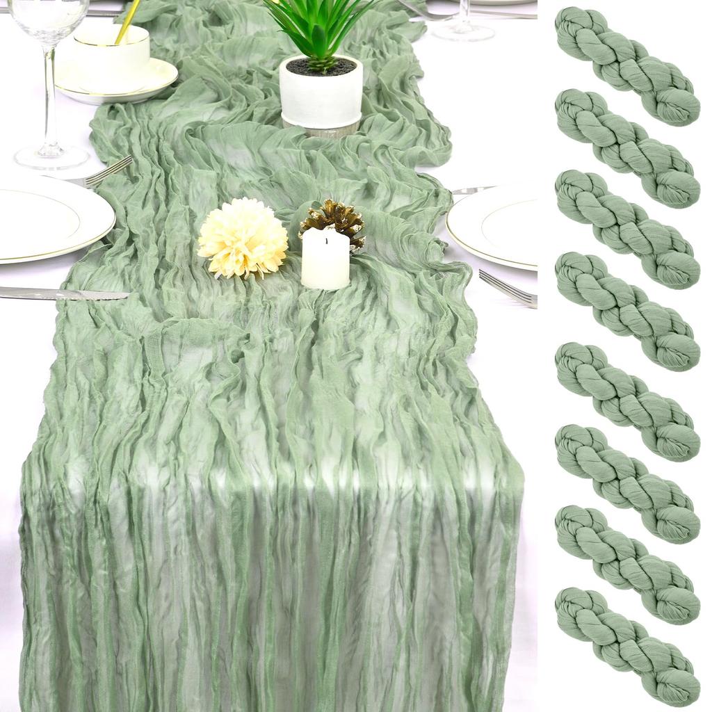 8Pcs Cheesecloth Table Runner, Boho Gauze Cheese Cloth Table Runners for Wedding Party Baby Bridal Shower Banquet Home Decor