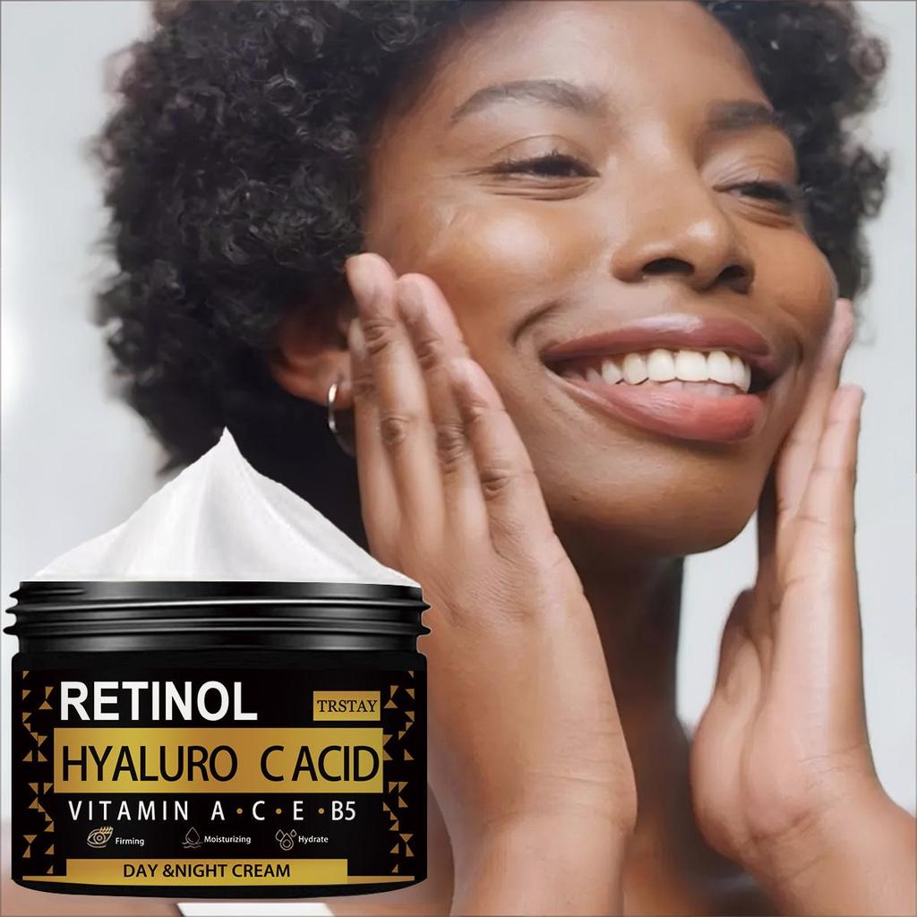TRSTAY Ser antirid, anti-îmbătrânire, fermitate Acid hialuronic, vitamina A, cremă de față cu retinol, poate reduce ridurile și petele negre la femei