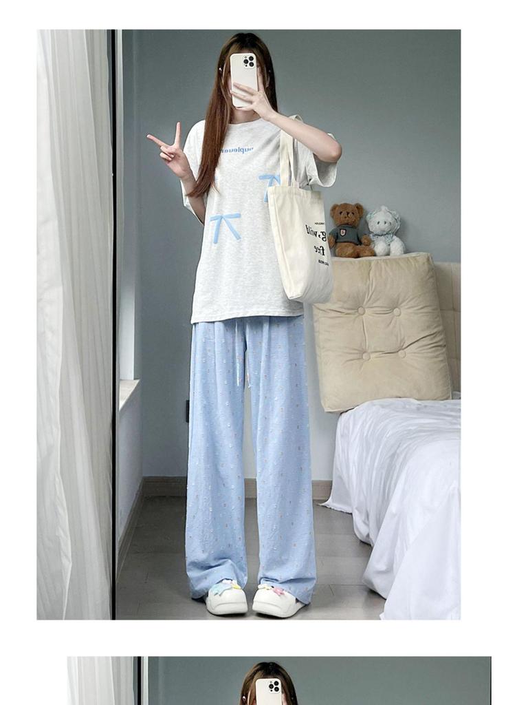 Dopamine Yellow Polka Dot High-Waisted Wide-Leg Pants for Women, Petite, Spring/Autumn 2025, Lightweight, Floor-Length