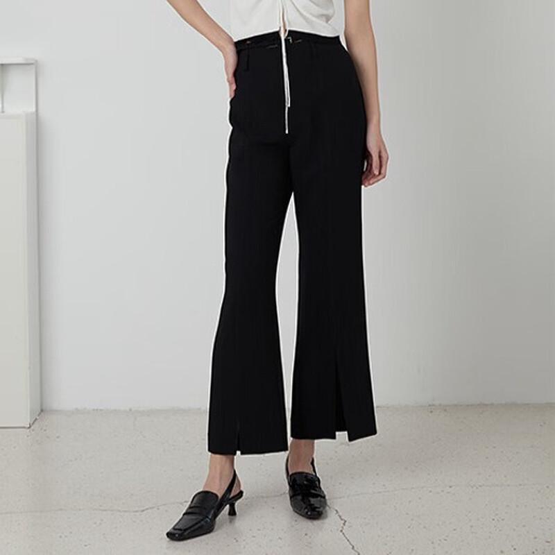 MONOVICH Women s Black High-Waist Flared Cropped Suit Pants S