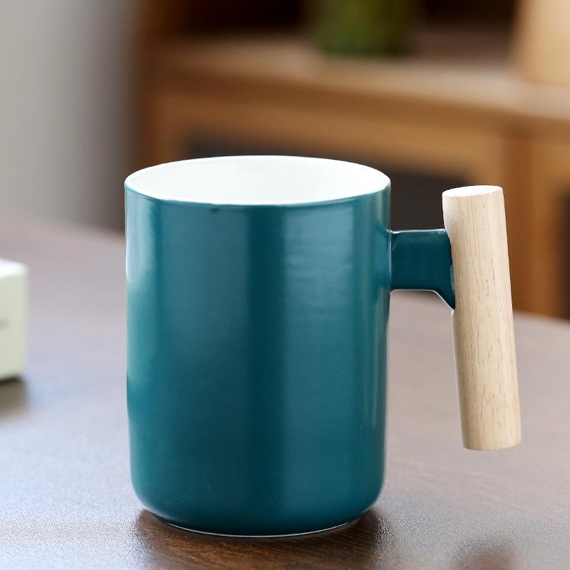 Tazza Creativa Ceramica Retrò Manico in Legno Tazza da Caffè per Ufficio Tazza d'Acqua Souvenir Evento di Apertura