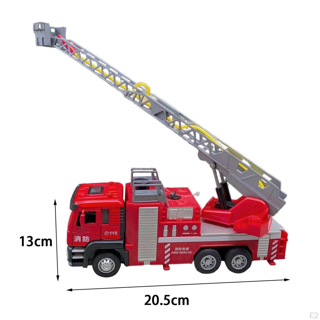 1/50 Diecast Model Alloy Fire Truck Working Ladder and Spray Water Firetruck Toy Portable Pull Back