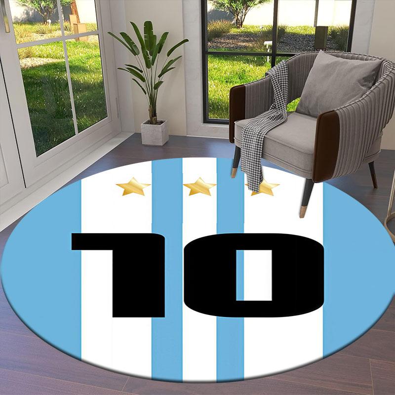 Lionel Messi Round Area Rug,Carpet Rug for Living Room Bedroom Sofa Playroom Decor,Non-slip Floor Mat