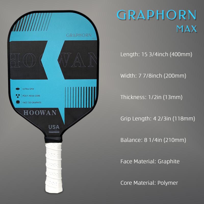 HOOWAN GRAPHORN Pickleball Paddle Carbon CFS Polymer Honeycomb Core 13MM Pickleball Racket with Cover