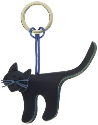 LA CUOIERIA Handmade Genuine Leather Cat Made In P286 Keychain, Italy,