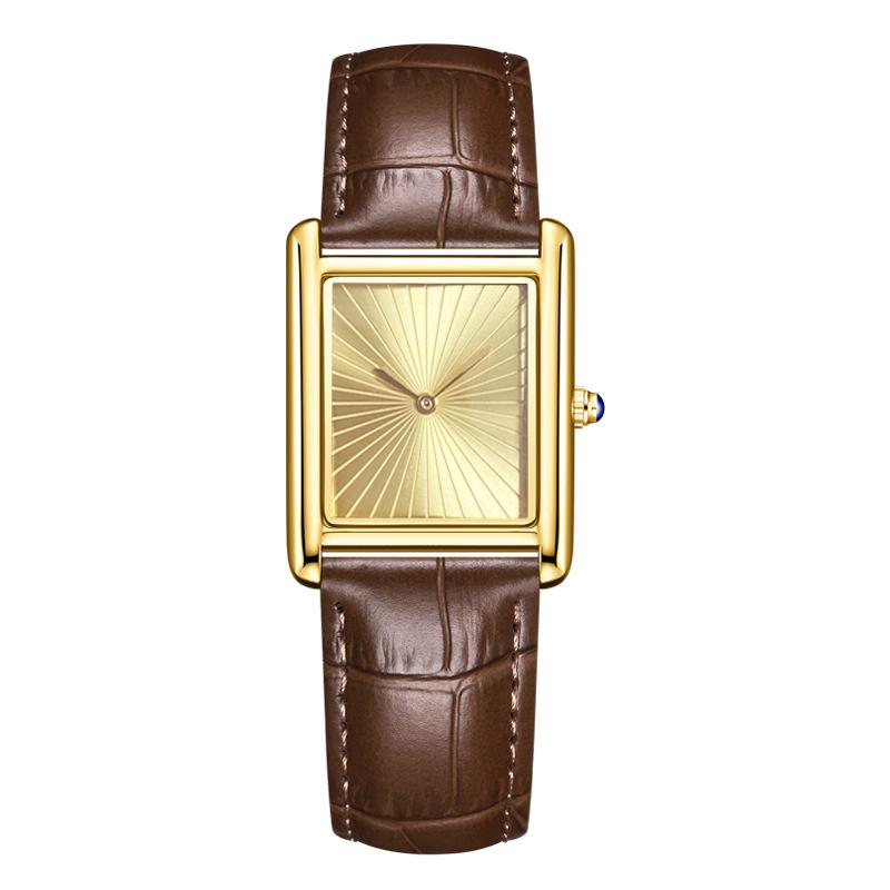 Fashion Luxury Watches for Man Simple Square Gold Dial Men's Watch Waterproof Tank Watches Clock Reloj Hombre New Year Gifts