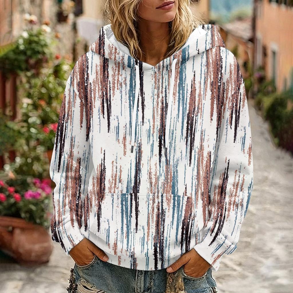 Damen Hoodie mit Blumenmuster, langen Ärmeln und Taschen für Freizeitkleidung