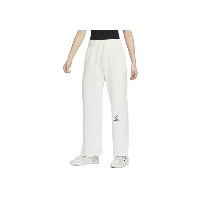 Nike Logo Embroidered High-Waisted Straight-Leg Sports Pants Women bottoms White DV8017-133