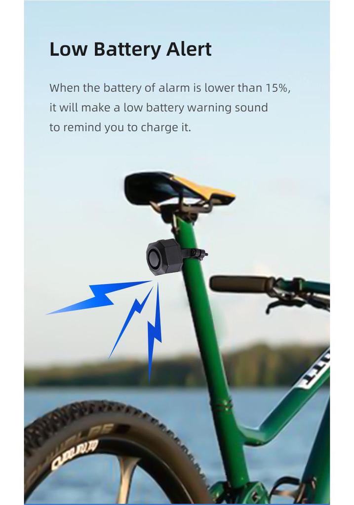 Wireless Remote 110DB USB Rechargeable Bike Alarm