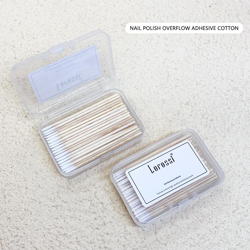 

100 шт./коробка Ногти Деревянная палочка для чистки Ватная палочка Деревянная головка из хлопка Маникюр Детали Корректор Средство для снятия лака Инструмент для маникюра 1 box