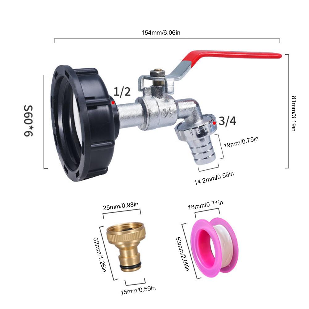 UYANGG IBC konteinerio čiaupo adapteris S60X6 stambus sriegis sodo greito sujungimo čiaupas lydinio konteinerio čiaupas 1000 litrų IBC konteinerio priedų vožtuvas